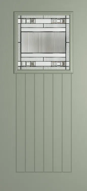 Bonn composite door in Pebble Grey with Manhattan glass