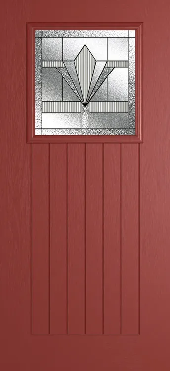 Bonn composite door in Red with Belmont glass