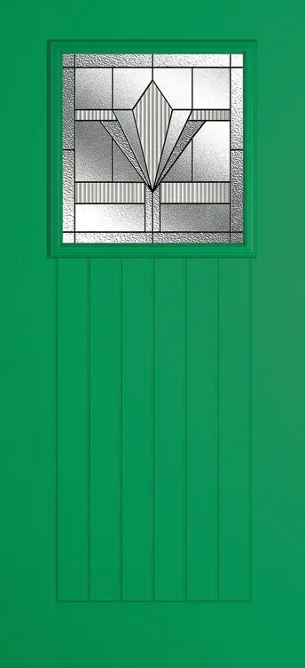 Bonn composite door in Signal Green with Belmont glass