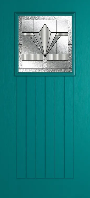 Bonn composite door in Teal with Belmont glass