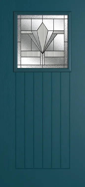 Bonn composite door in Tranquil Blue with Belmont glass