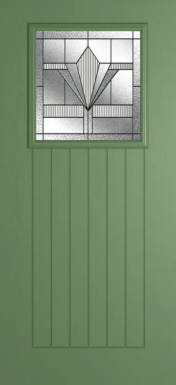 Bonn composite door in Woodland Green with Belmont glass