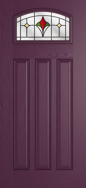 Bruges composite door in Aubergine with Beaumont glass