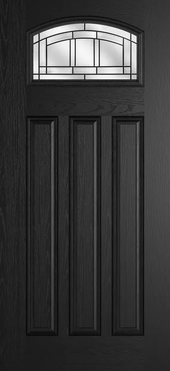 Bruges composite door in Black with New Orleans glass