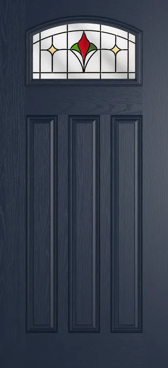 Bruges composite door in Blue with Beaumont glass