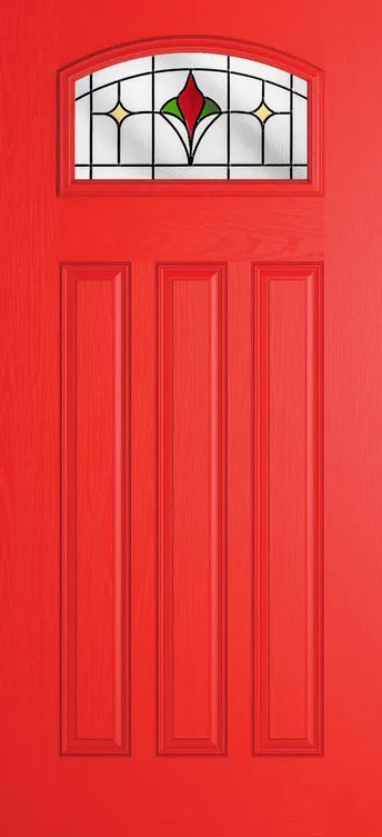 Bruges composite door in Candy Red with Beaumont glass