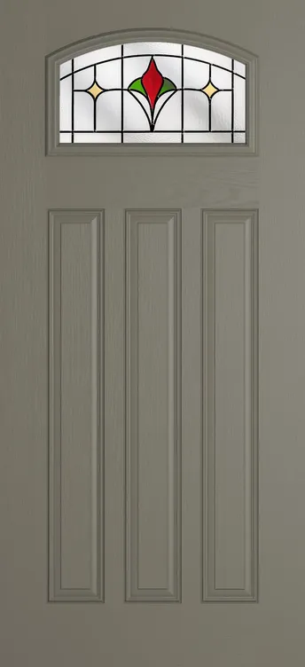 Bruges composite door in Dolphin Grey with Beaumont glass