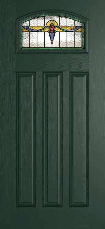 Bruges composite door in Green with Langham glass