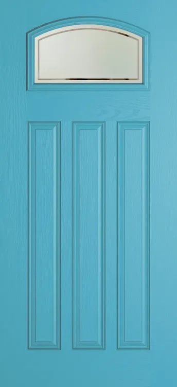 Bruges composite door in Light Blue with Victorian Border glass