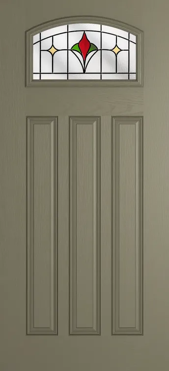 Bruges composite door in Olive Grey with Beaumont glass