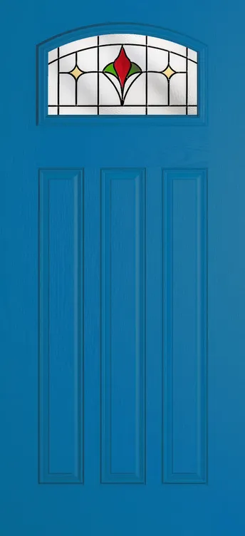 Bruges composite door in Signal Blue with Beaumont glass