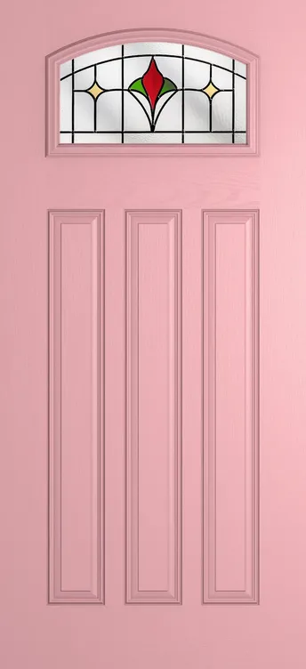 Bruges composite door in Sweet Pink with Beaumont glass