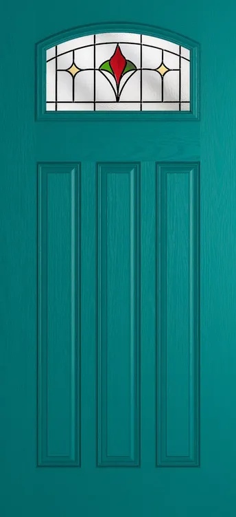 Bruges composite door in Teal with Beaumont glass
