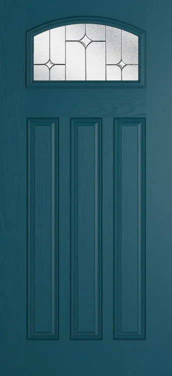 Bruges composite door in Tranquil Blue with Zinc Art Star glass