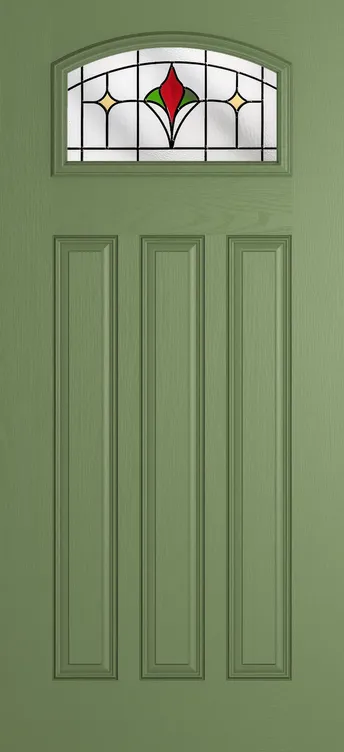 Bruges composite door in Woodland Green with Beaumont glass