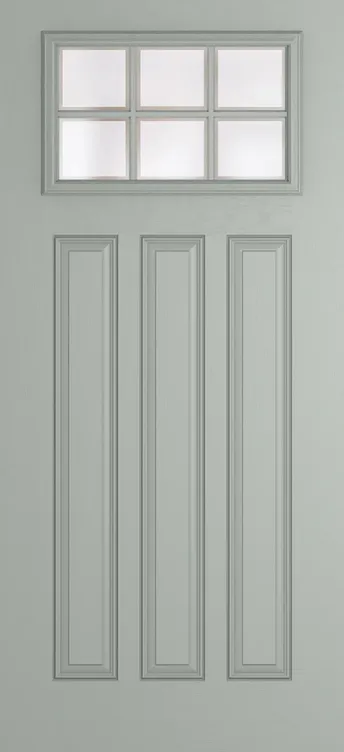Brussels Grid Lite composite door in Agate Grey with Etch glass