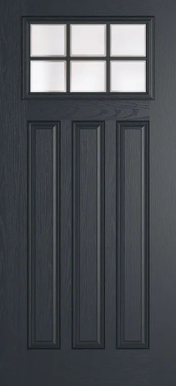Brussels Grid Lite composite door in Anthracite Grey with Etch glass