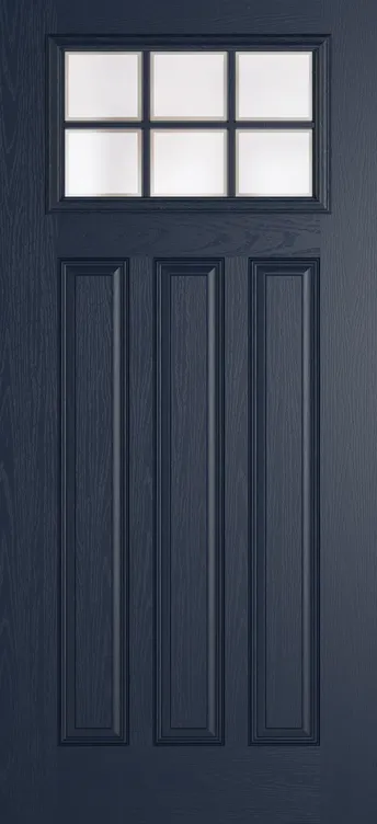 Brussels Grid Lite composite door in Blue with Etch glass