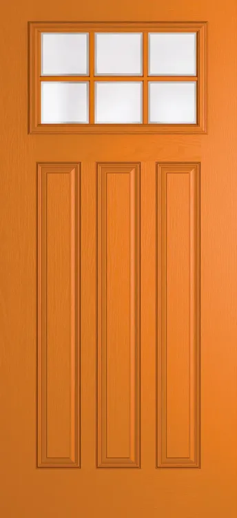 Brussels Grid Lite composite door in Clementine with Etch glass