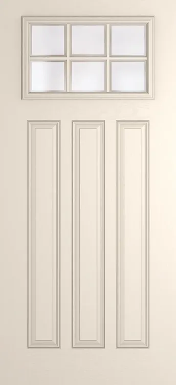 Brussels Grid Lite composite door in Cream with Etch glass