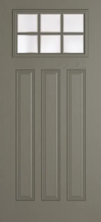 Brussels Grid Lite composite door in Dolphin Grey with Etch glass