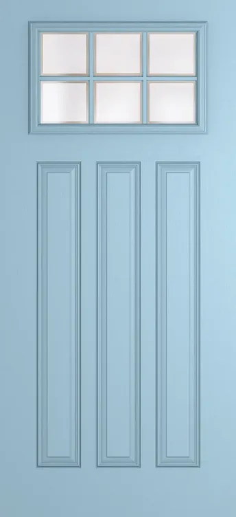 Brussels Grid Lite composite door in Duck Egg Blue with Etch glass