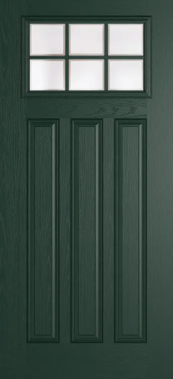 Brussels Grid Lite composite door in Green with Etch glass