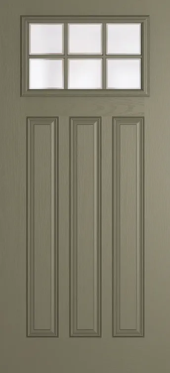Brussels Grid Lite composite door in Olive Grey with Etch glass