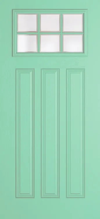 Brussels Grid Lite composite door in Pastel Turquoise with Etch glass