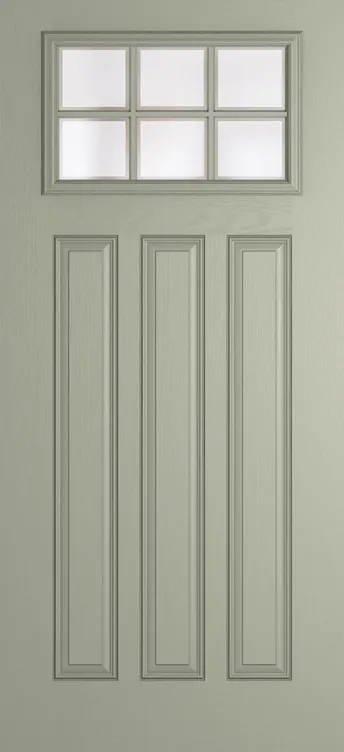 Brussels Grid Lite composite door in Pebble Grey with Etch glass