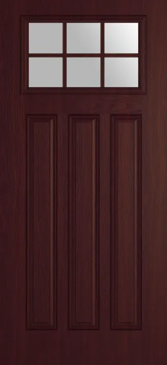 Brussels Grid Lite composite door in Rosewood with Satin glass