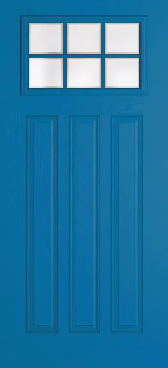 Brussels Grid Lite composite door in Signal Blue with Etch glass