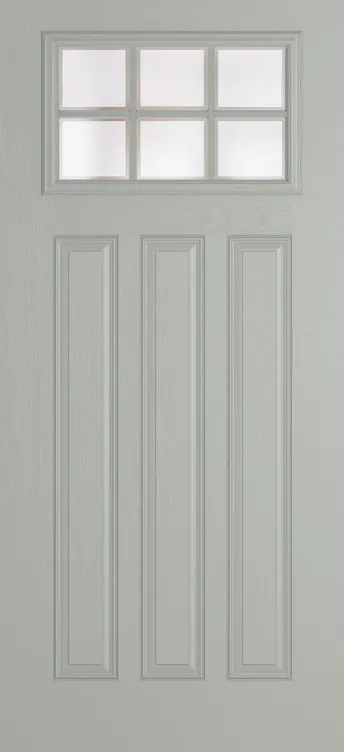Brussels Grid Lite composite door in Silver Grey with Etch glass