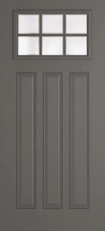 Brussels Grid Lite composite door in Slate Grey with Etch glass
