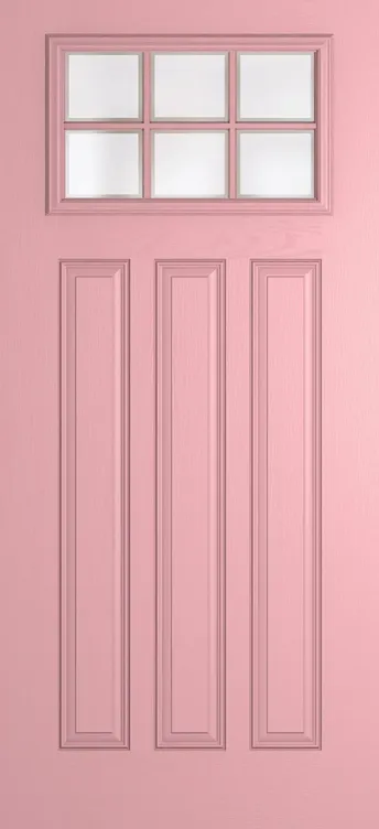 Brussels Grid Lite composite door in Sweet Pink with Etch glass