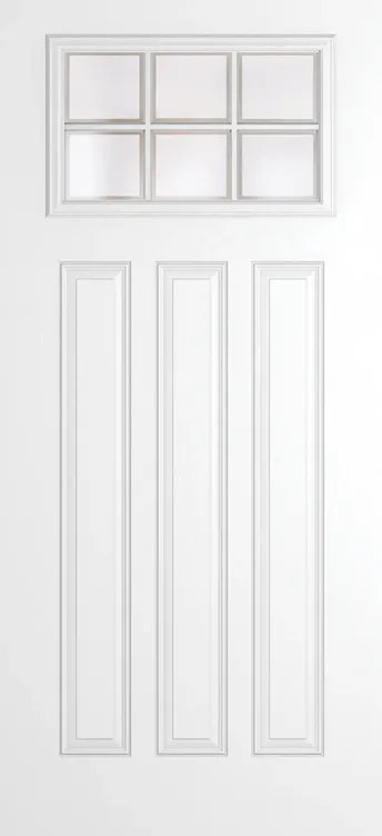 Brussels Grid Lite composite door in White with Etch glass