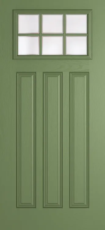 Brussels Grid Lite composite door in Woodland Green with Etch glass