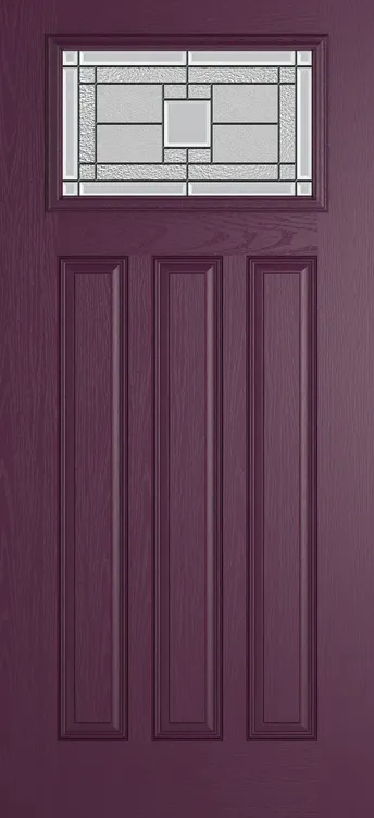 Brussels composite door in Aubergine with Monterey glass