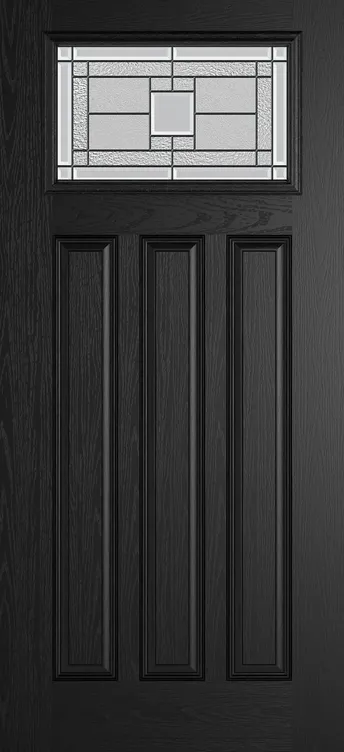 Brussels composite door in Black with Monterey glass