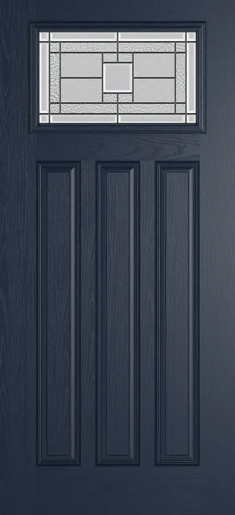 Brussels composite door in Blue with Monterey glass