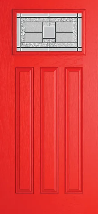 Brussels composite door in Candy Red with Monterey glass