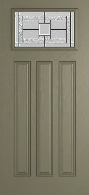 Brussels composite door in Olive Grey with Monterey glass