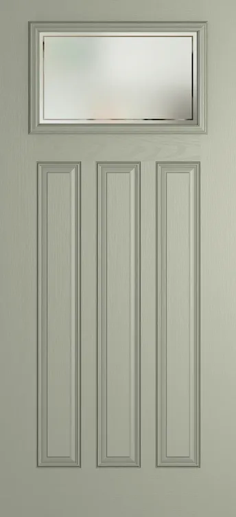 Brussels composite door in Pebble Grey with Victorian Border glass