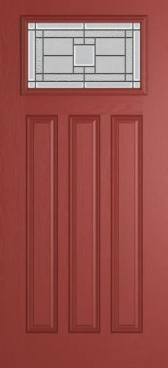 Brussels composite door in Red with Monterey glass