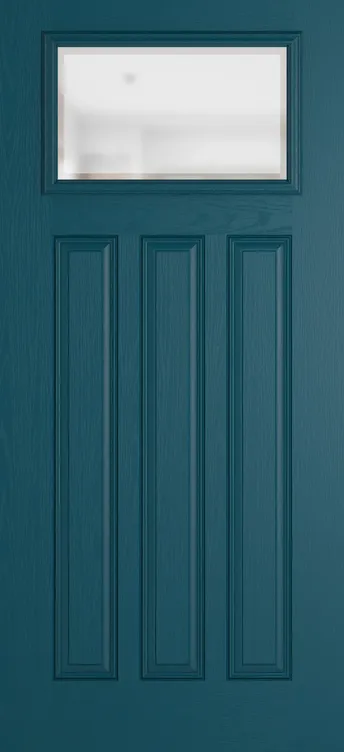 Brussels composite door in Tranquil Blue with Kensington glass