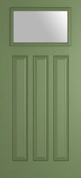 Brussels composite door in Woodland Green with Satin glass