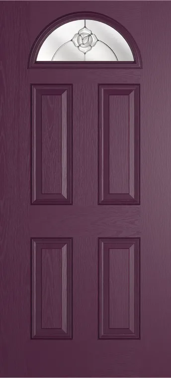 Cannes 1 composite door in Aubergine with Crystal Flowers glass