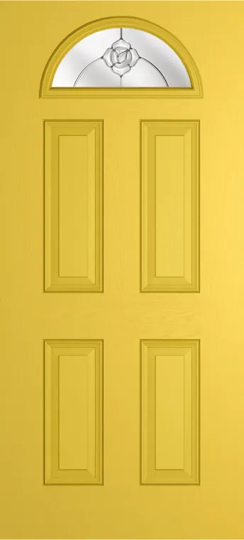 Cannes 1 composite door in Canary Yellow with Crystal Flowers glass