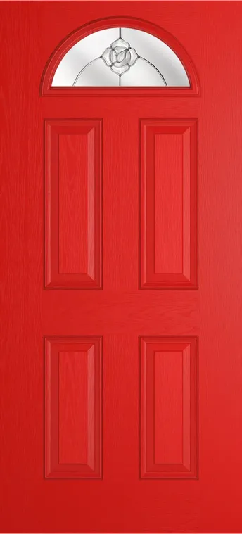 Cannes 1 composite door in Candy Red with Crystal Flowers glass
