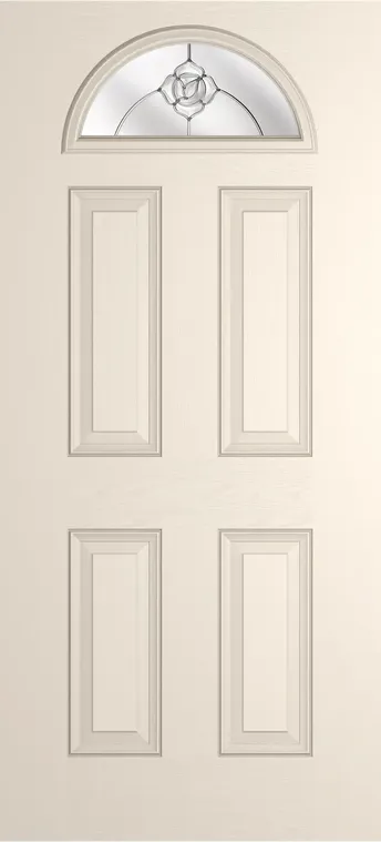 Cannes 1 composite door in Cream with Crystal Flowers glass